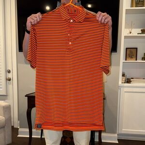 Orange and blue golf shirt